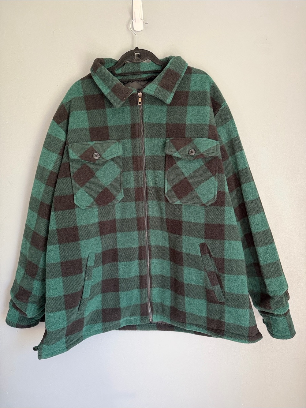 Victory Rugged Wear Men's Green Buffalo Plaid Fleece Cabin Lumberjack Jacket XXL
